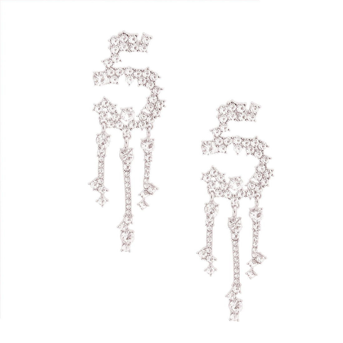 Silver No 5 Dripping Stone Earrings