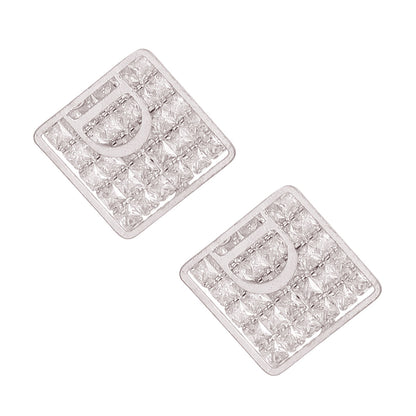 Silver Pave Square Tray D Studs