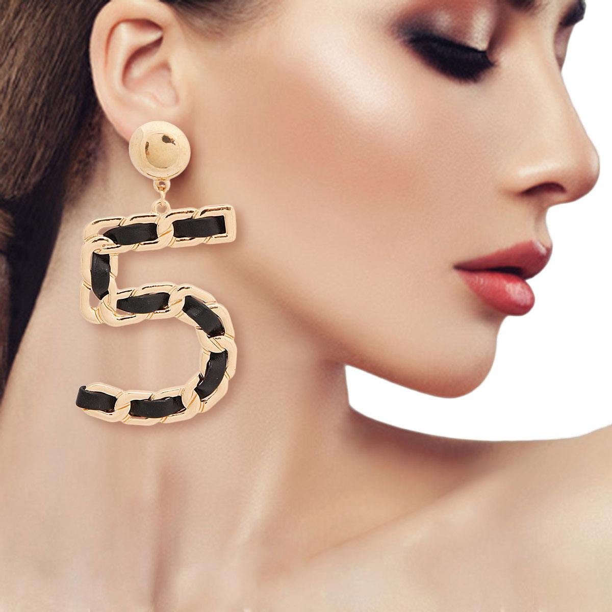 Black and Gold No 5 Earrings