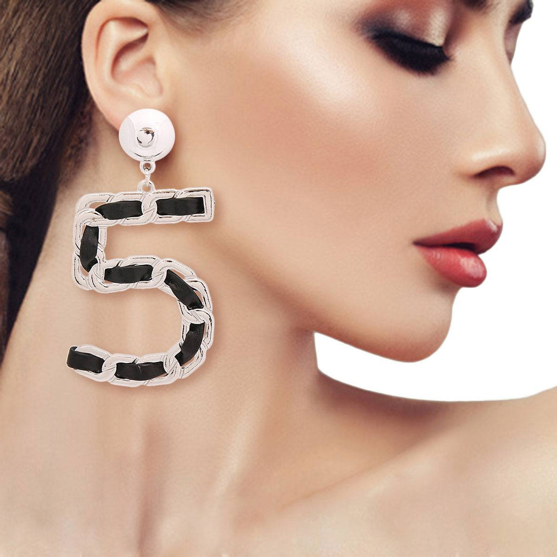 Black and Silver No 5 Earrings