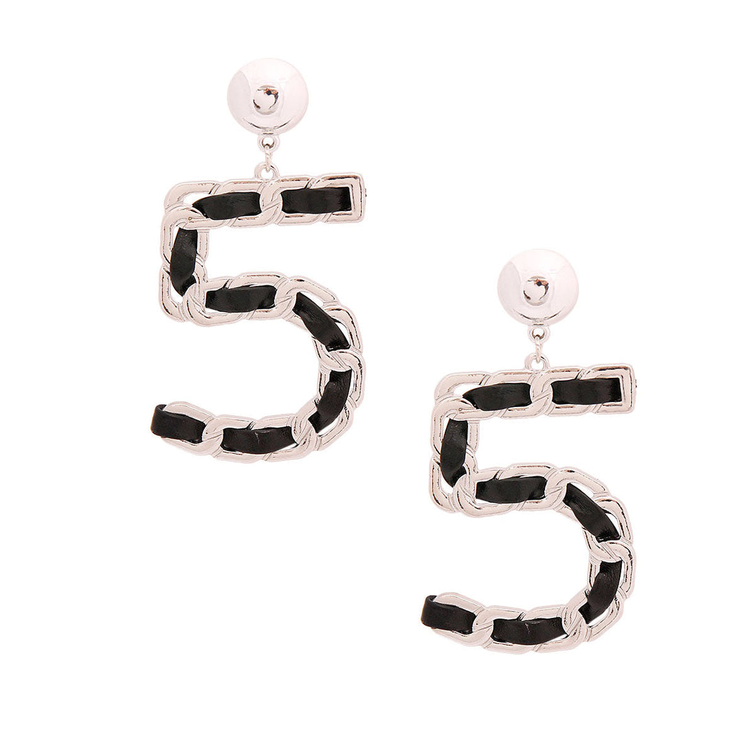 Black and Silver No 5 Earrings