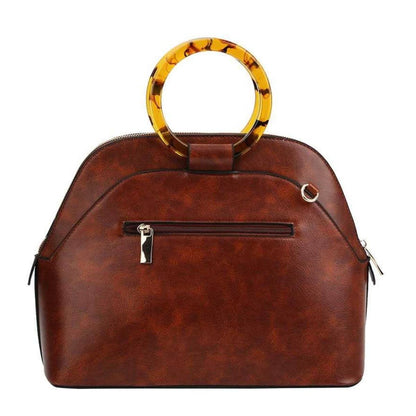 Brown Designer Bangle Handle Handbag