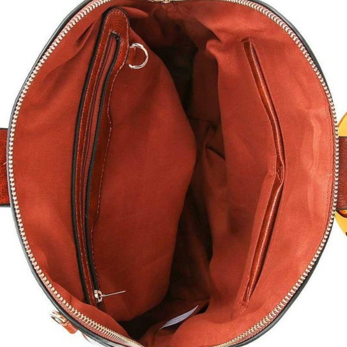 Brown Designer Bangle Handle Handbag