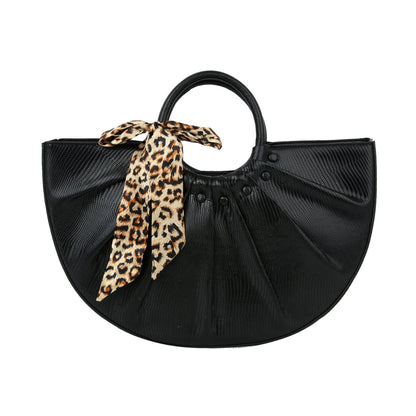 Black Snake Skin Half Moon Bag