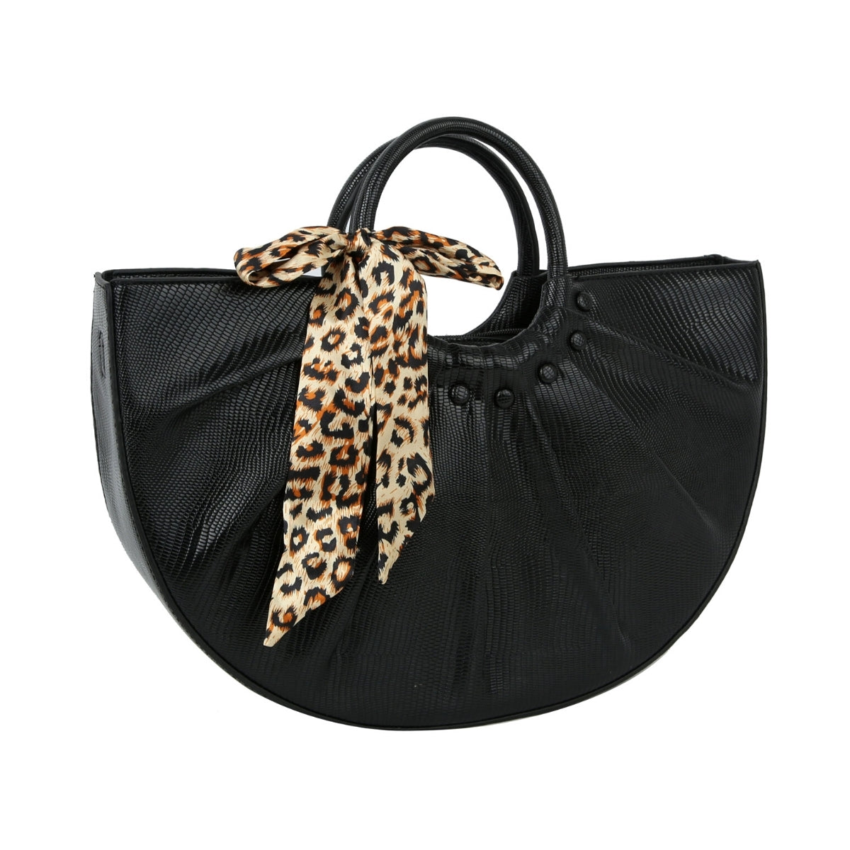 Black Snake Skin Half Moon Bag