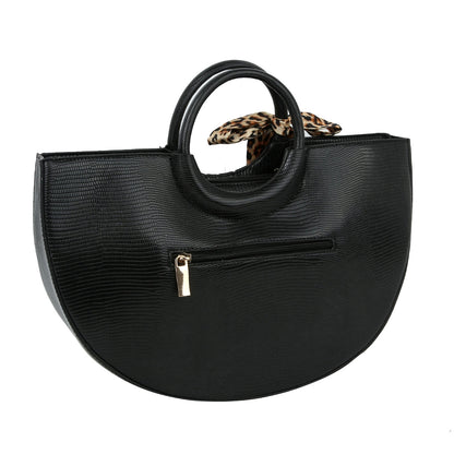 Black Snake Skin Half Moon Bag