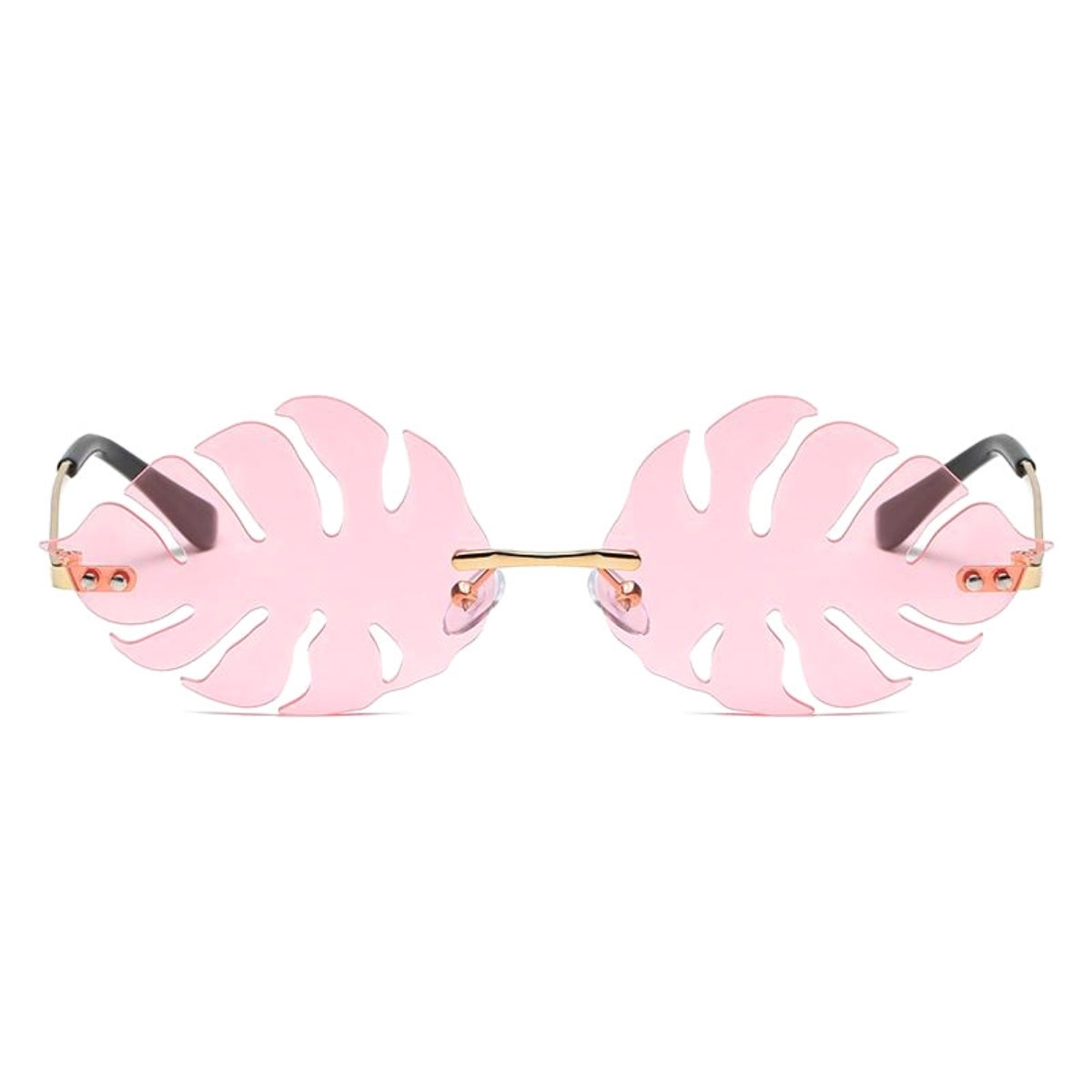 Pink Leaf Shape Rimless Sunglasses