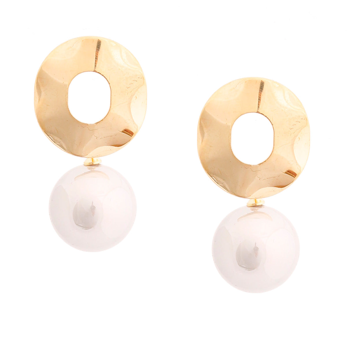 Gray Pearl Gold Ring Earrings