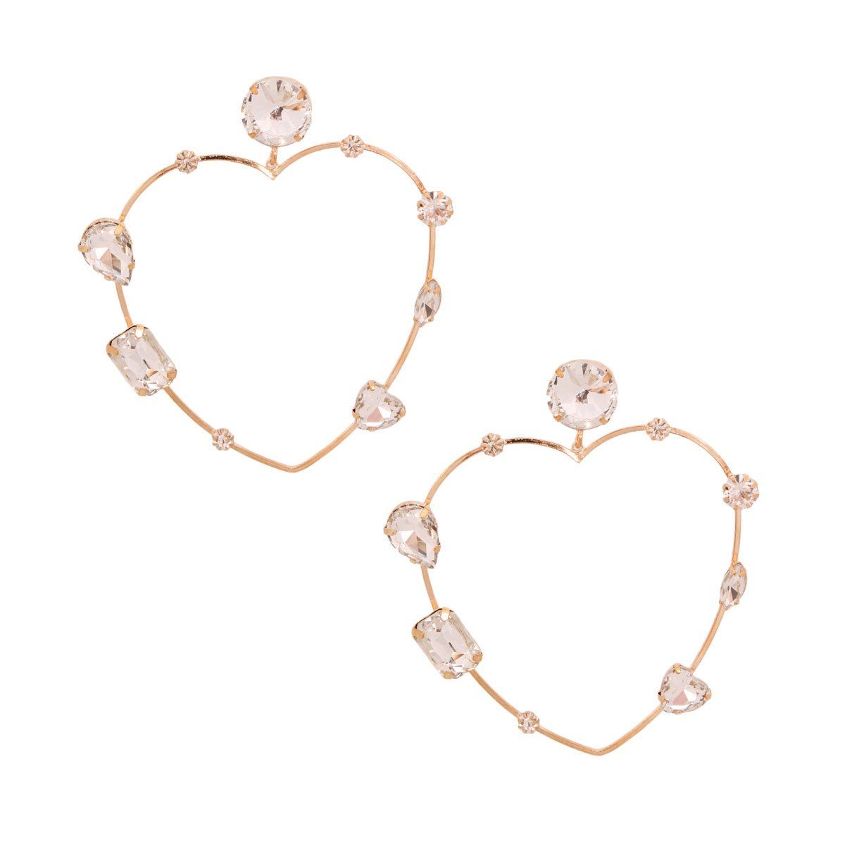 Gold Crystal Heart Earrings