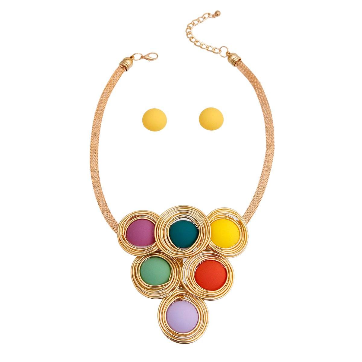 Matte Bead Gold Necklace Set