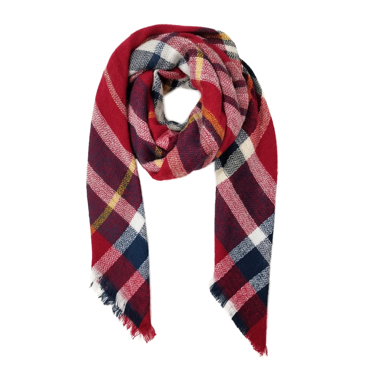 Burgundy Tartan Plaid Square Scarf