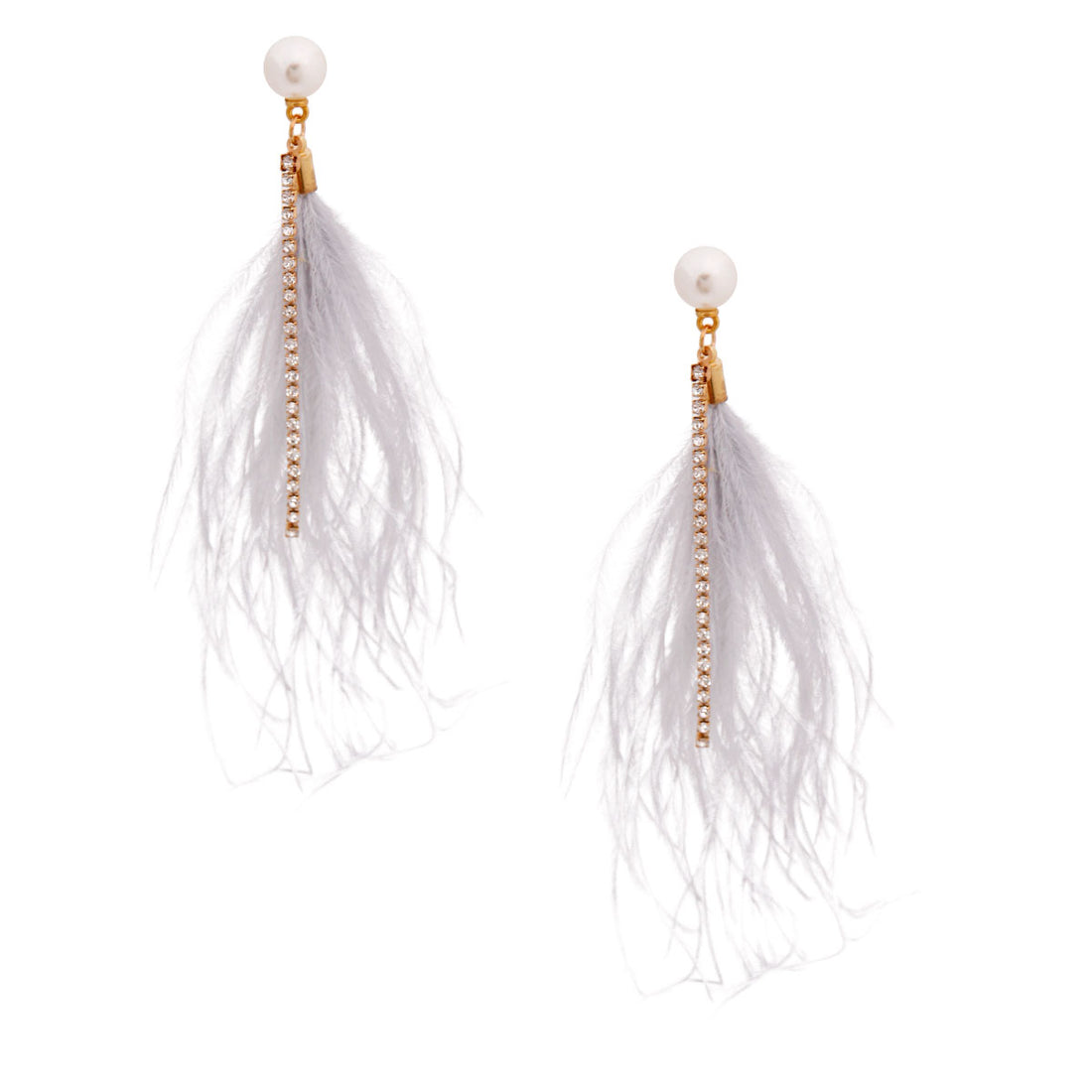 Gray Feather Pearl Earrings