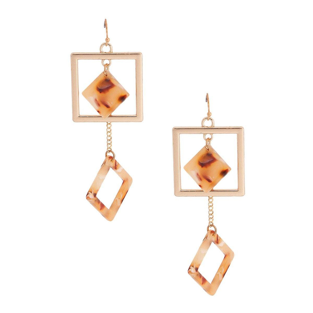 Gold Tortoiseshell Square Earrings