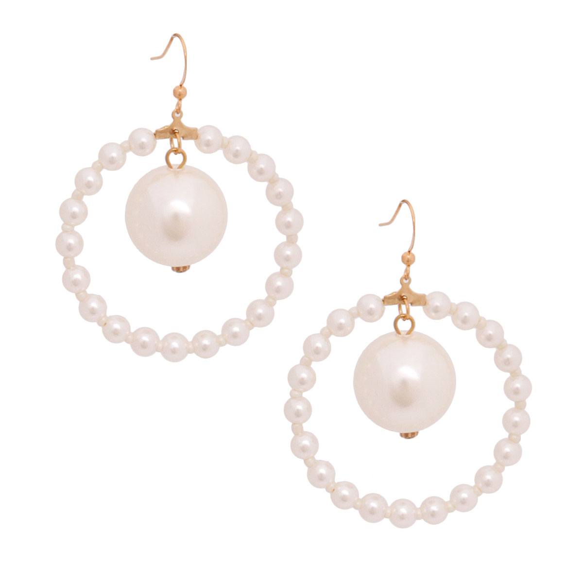 Cream Pearl Ring Earrings