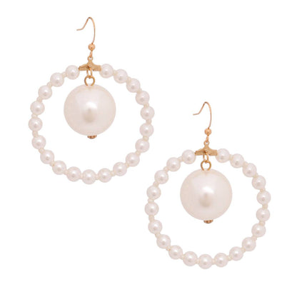 Cream Pearl Ring Earrings