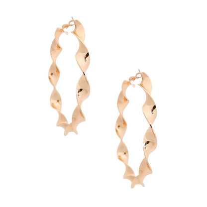 Gold Metal Twisted Hoops