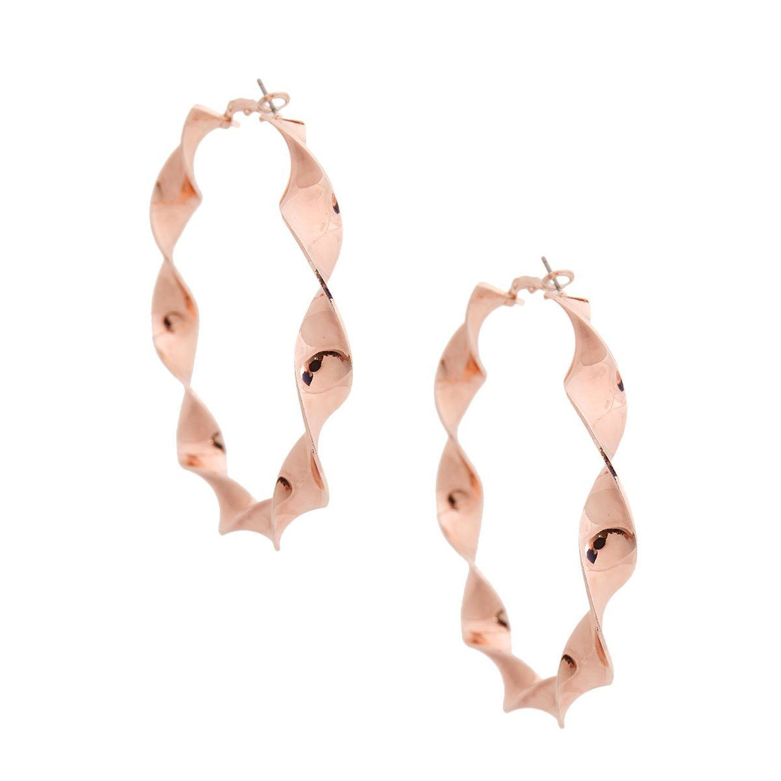 Rose Gold Metal Twisted Hoops