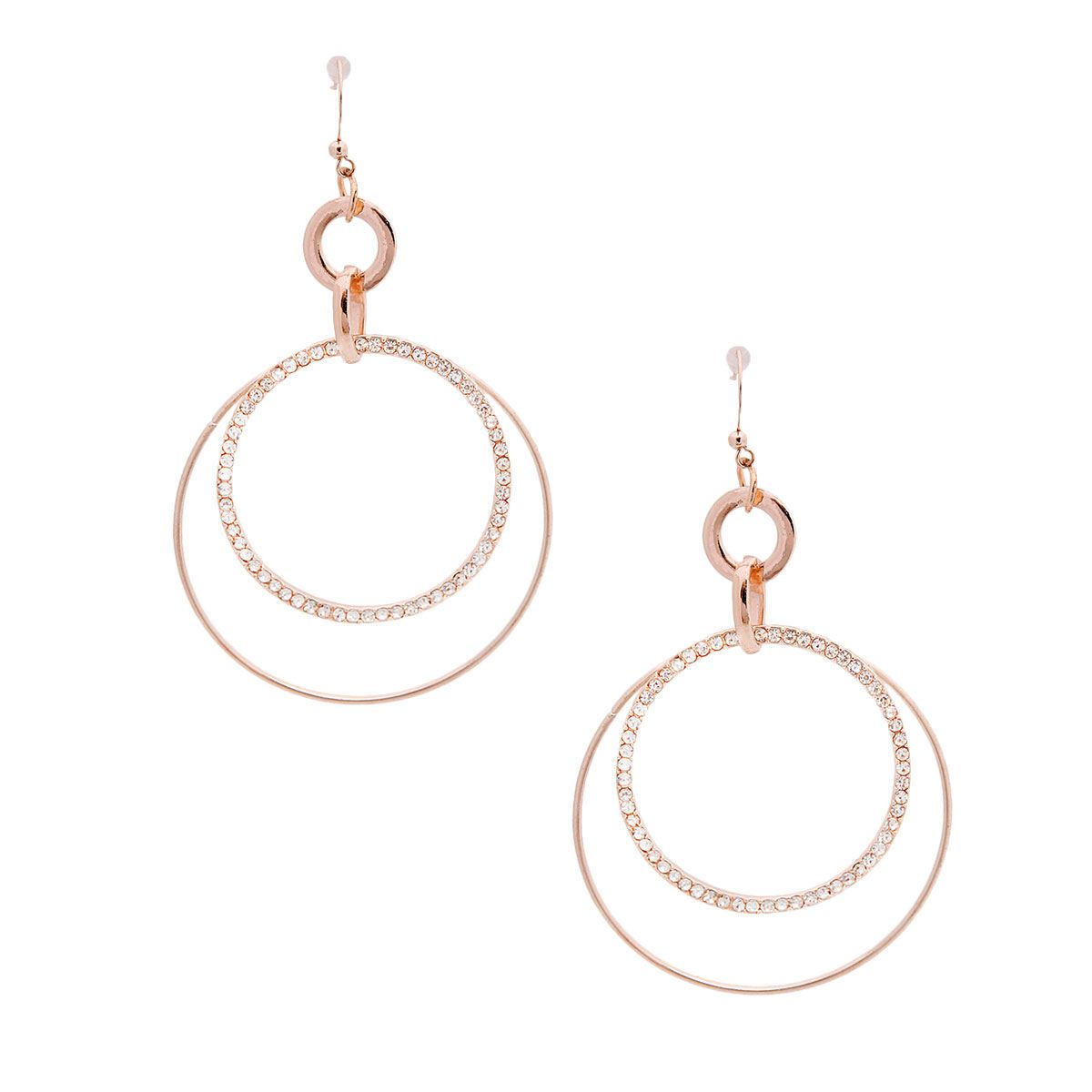 Rose Gold Double Circle Earrings