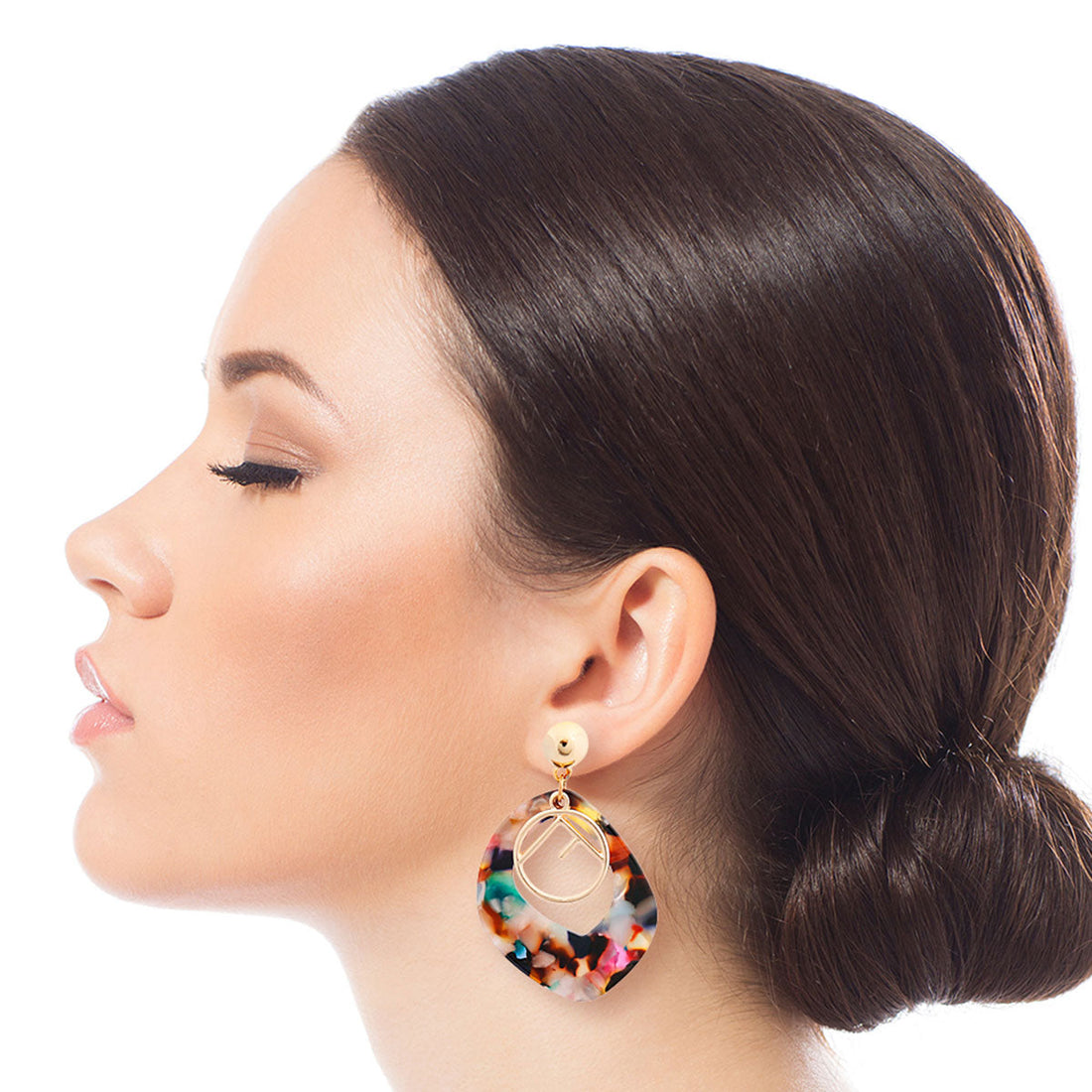 Multi Color Resin Gold Detail Earrings