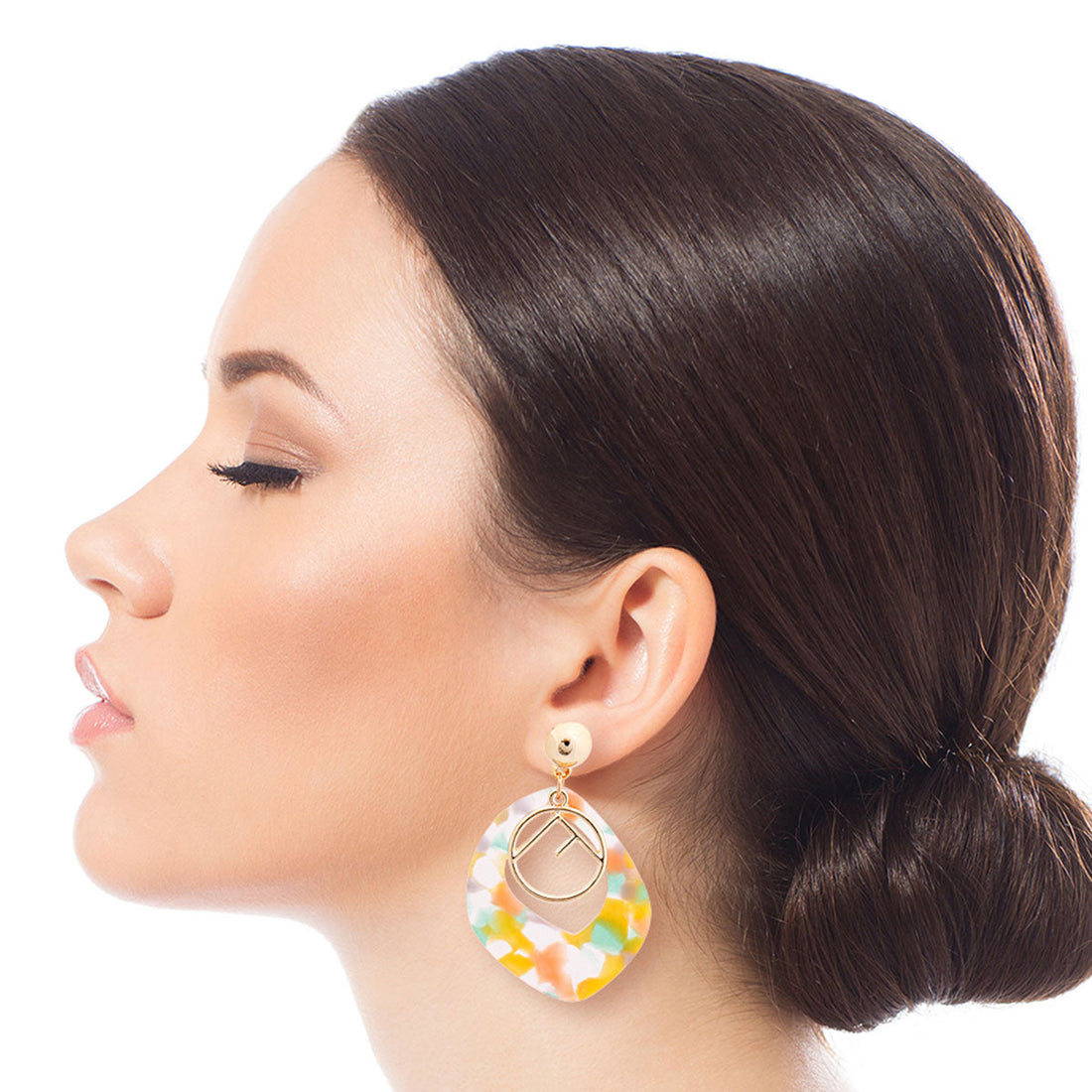 Rainbow Resin Gold Detail Earrings