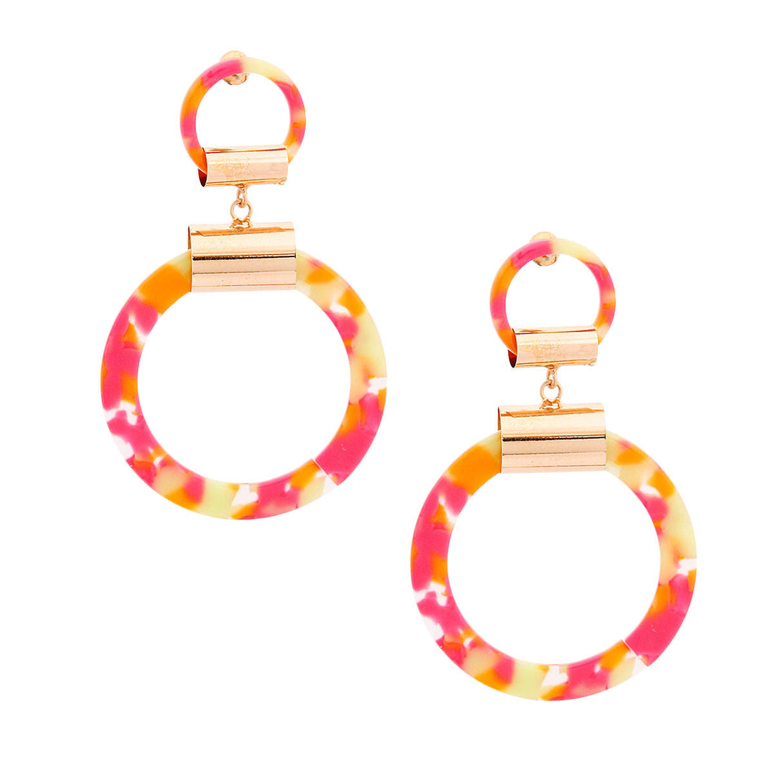 Funky Pink Resin Ring Earrings
