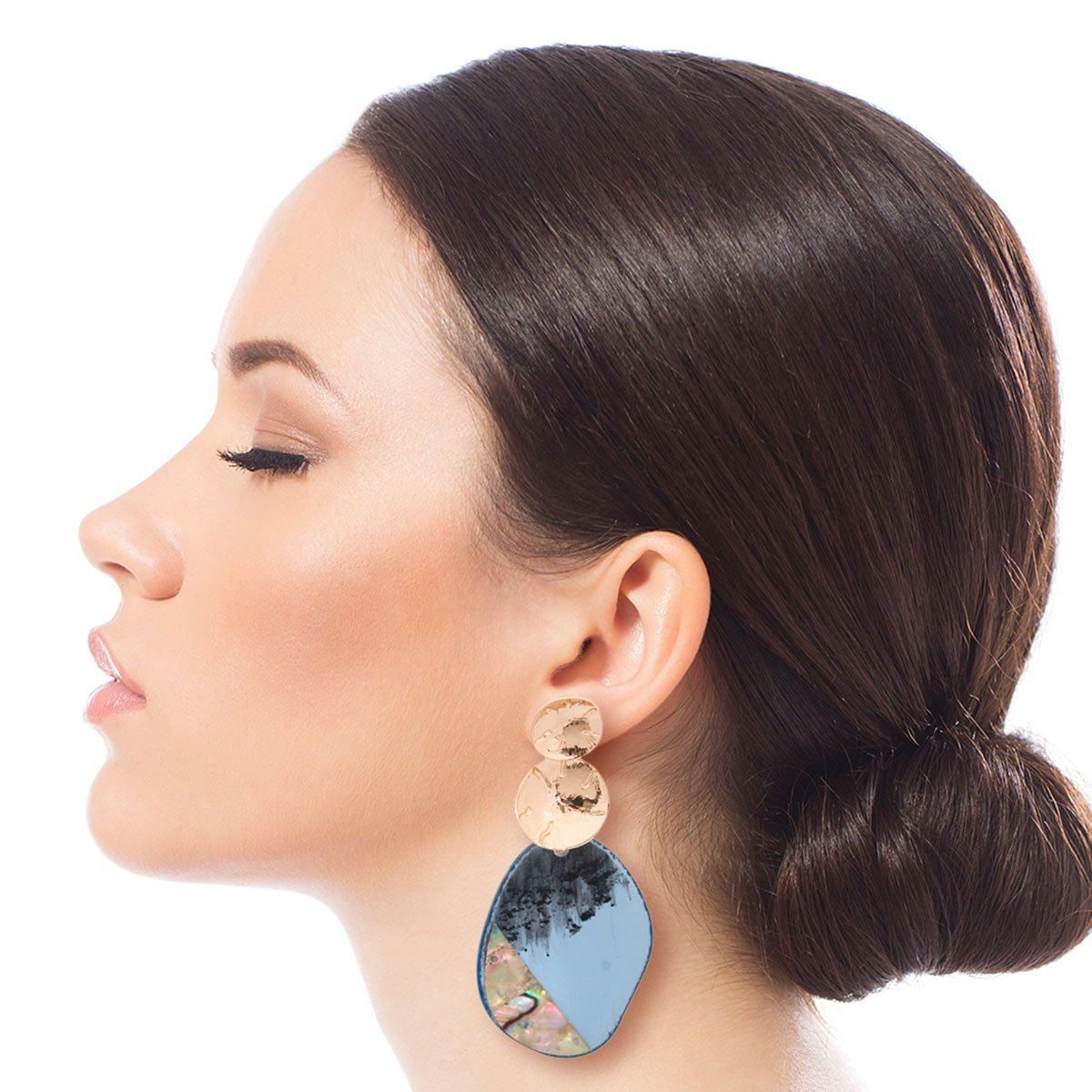 Blue Abalone Oval Earrings