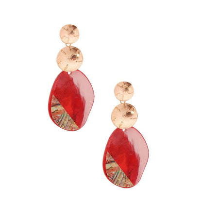 Burgundy Abalone Oval Earrings