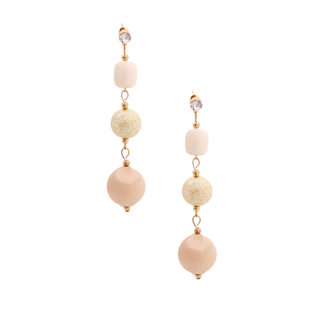 Gold Threaded Ball Drop Earrings