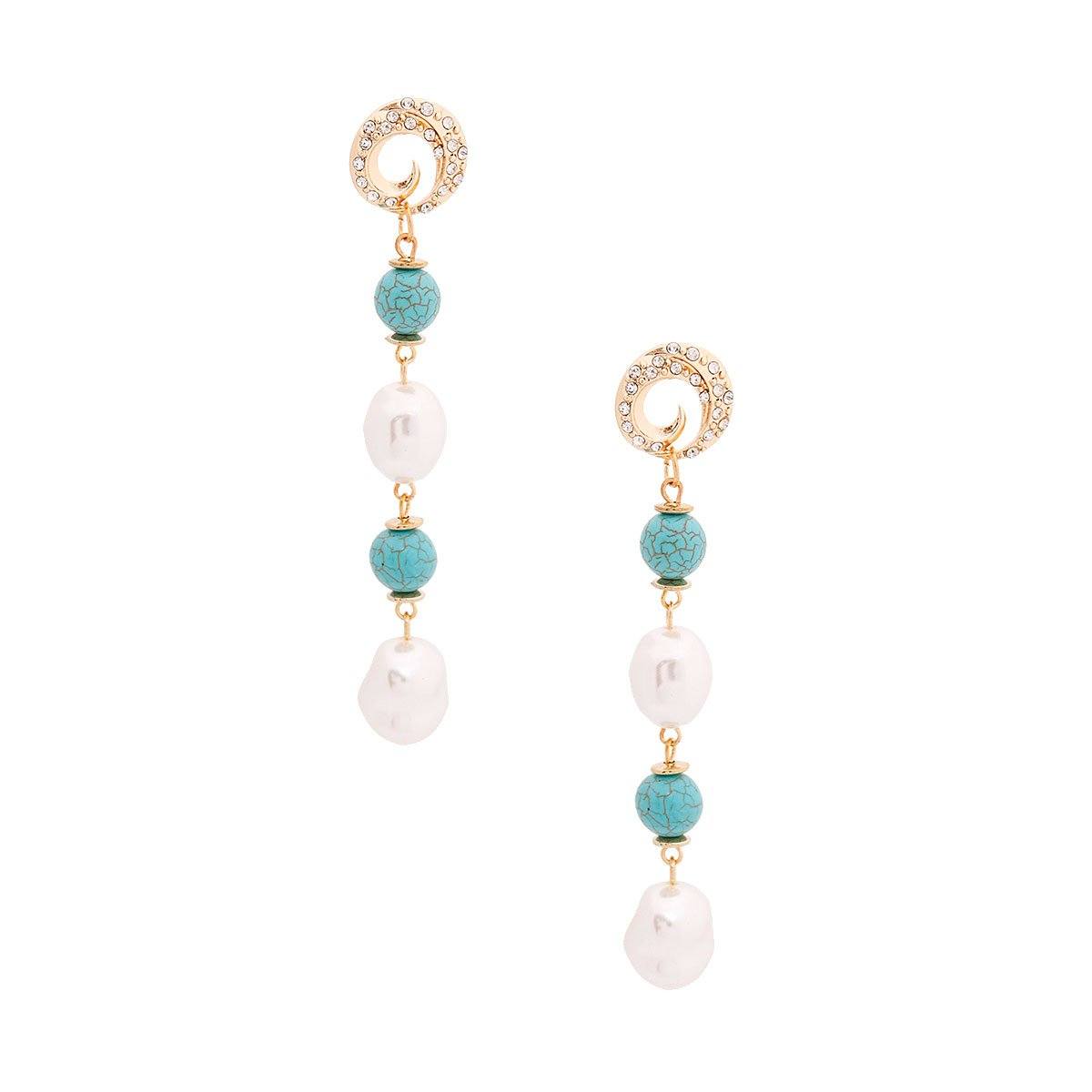Cracked Turquoise Pearl Earrings