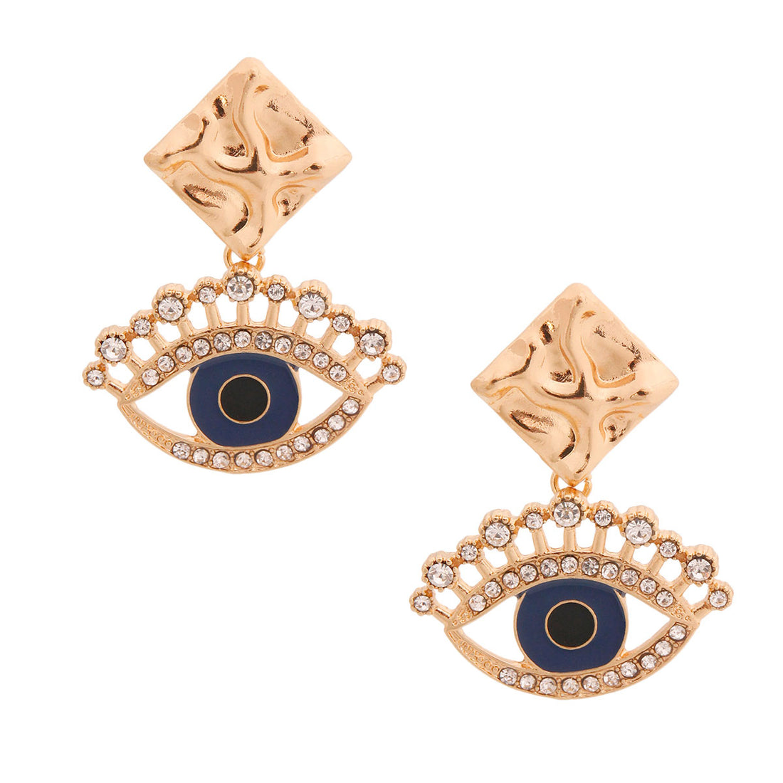 Navy Evil Eye Rhinestone Earrings