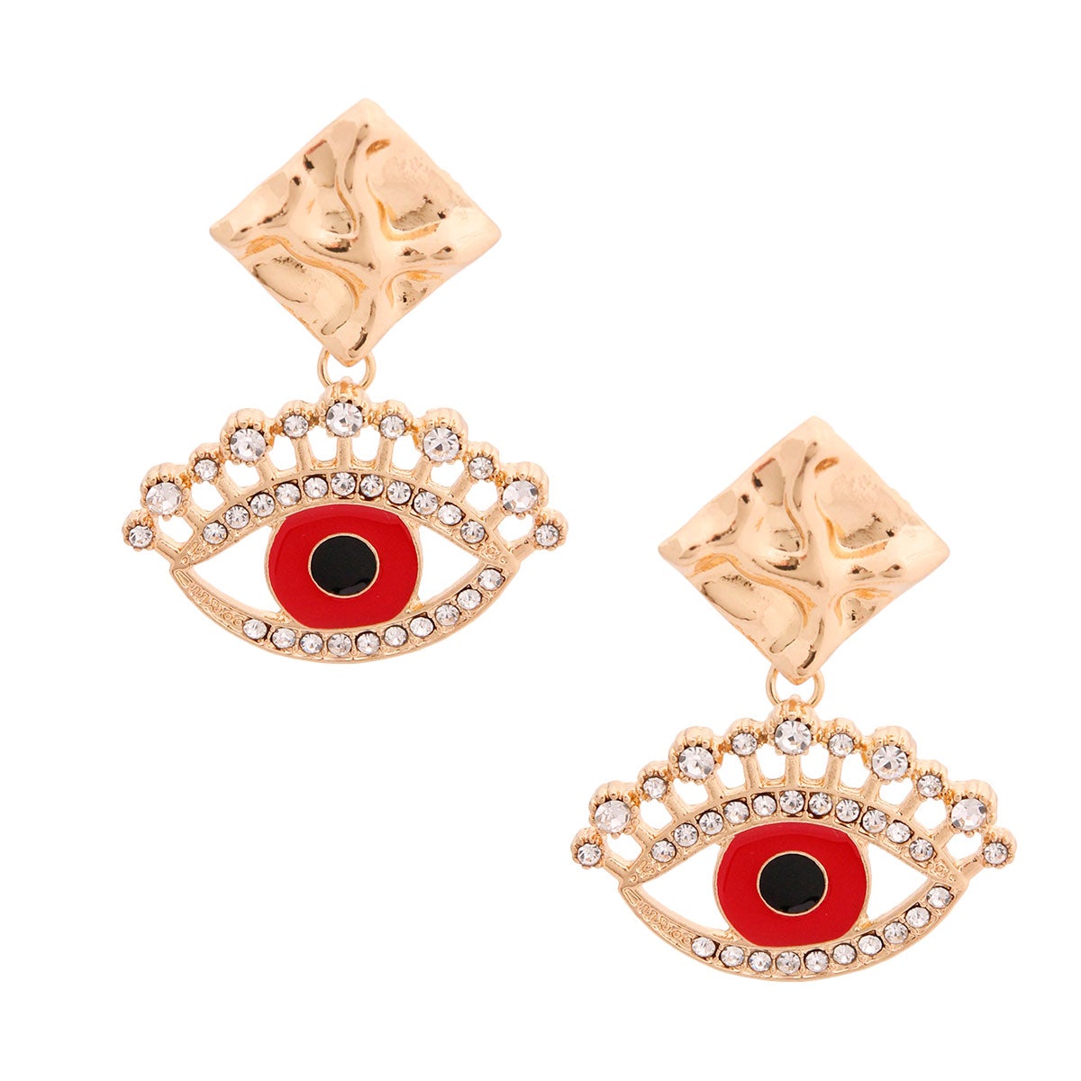 Red Evil Eye Rhinestone Earrings