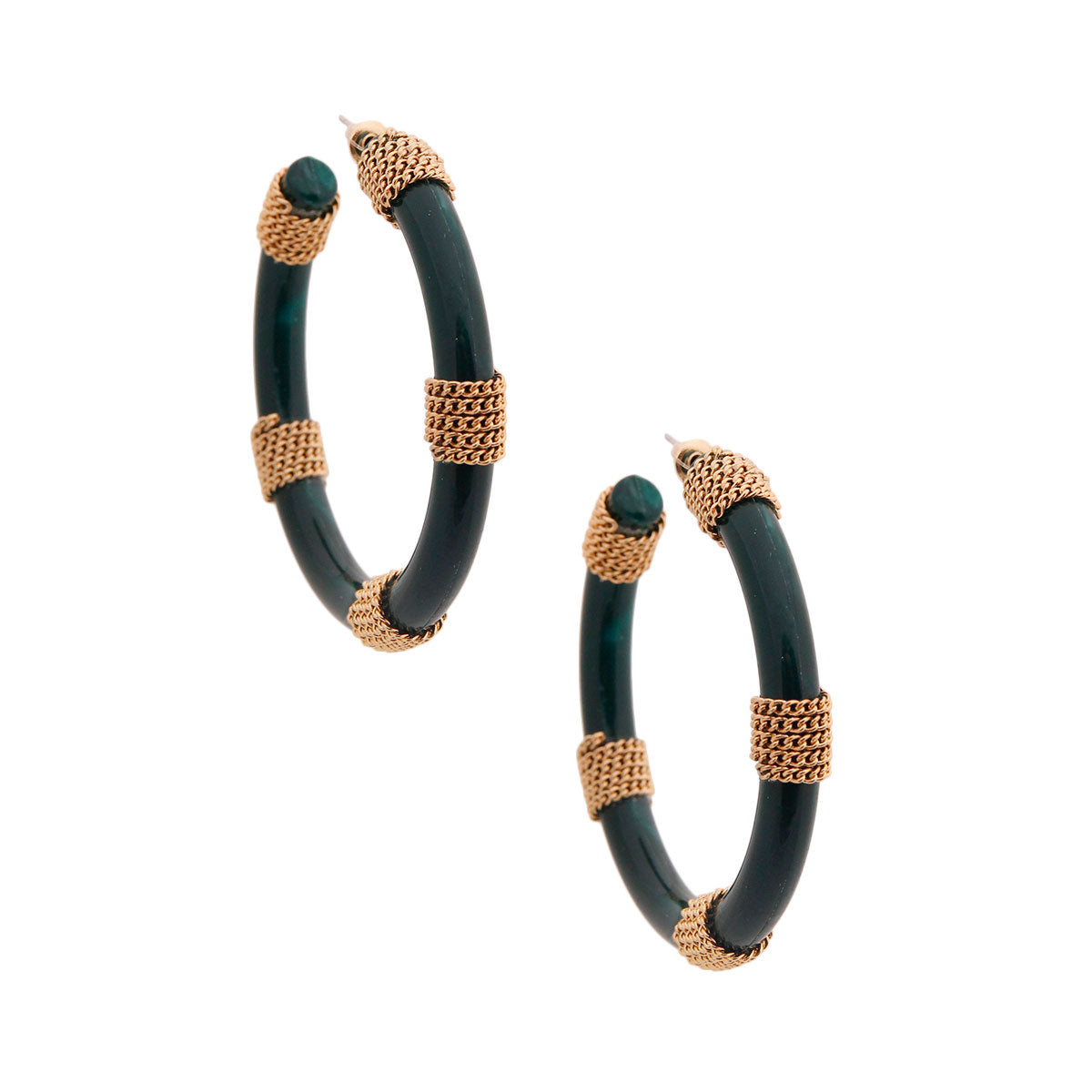 Green Chain Wrapped Hoops