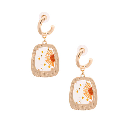 Pressed Flower Gold Earrings