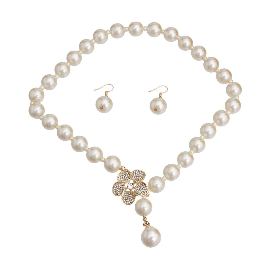 Glass Cream Pearl Flower Set