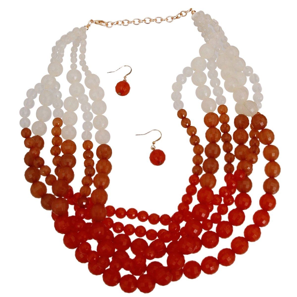 Orange Bead Ombre Layered Necklace