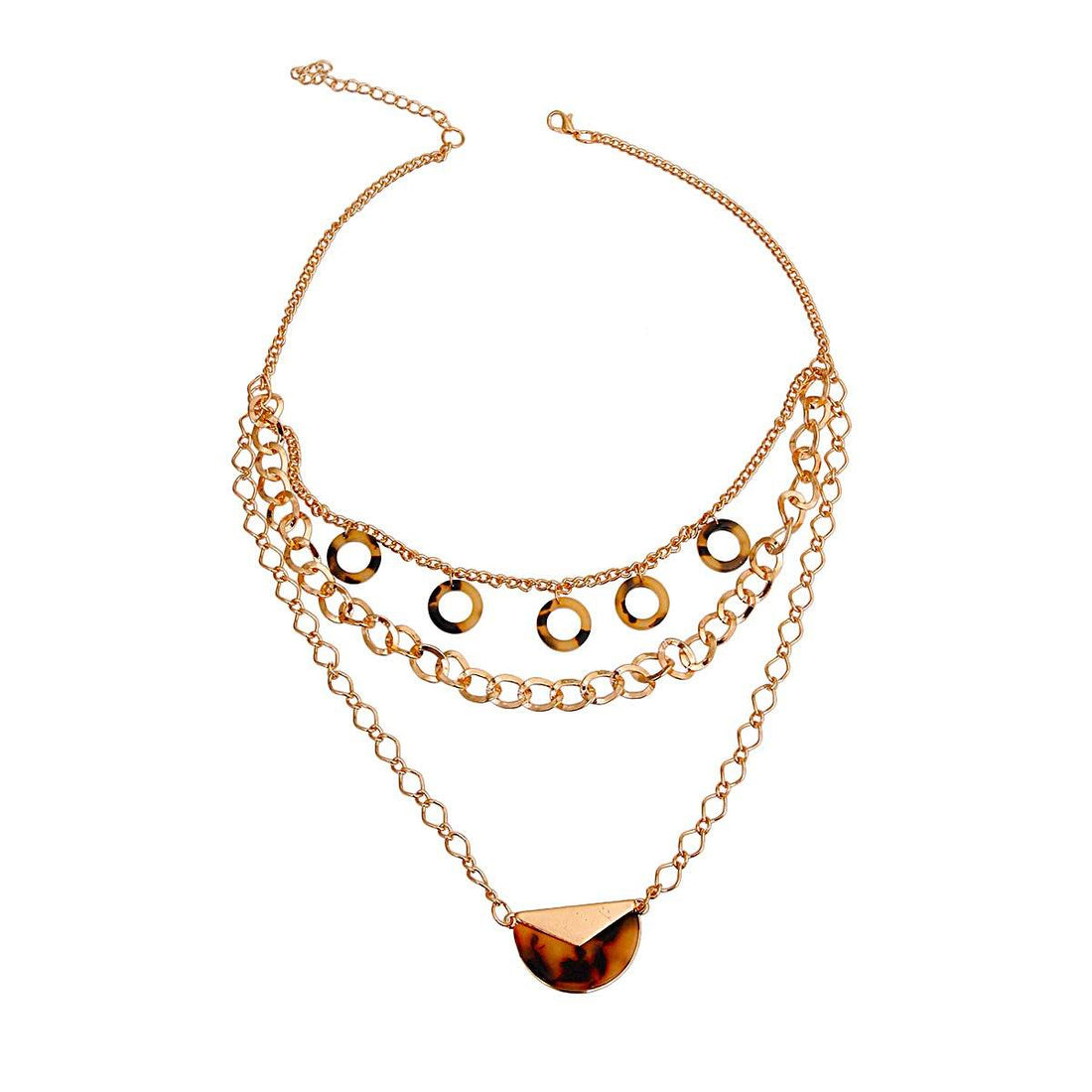 Gold Layered Link Tortoiseshell Necklace