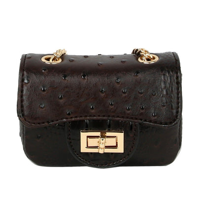 Dark Brown Ostrich Mini Crossbody