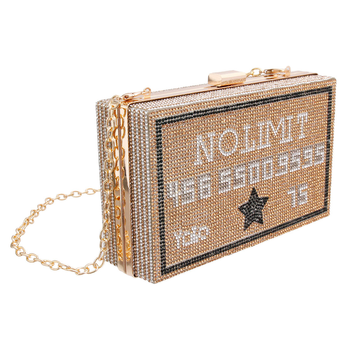 Gold No Limit Card Bling Clutch