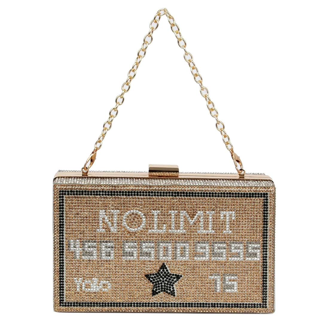 Gold No Limit Card Bling Clutch