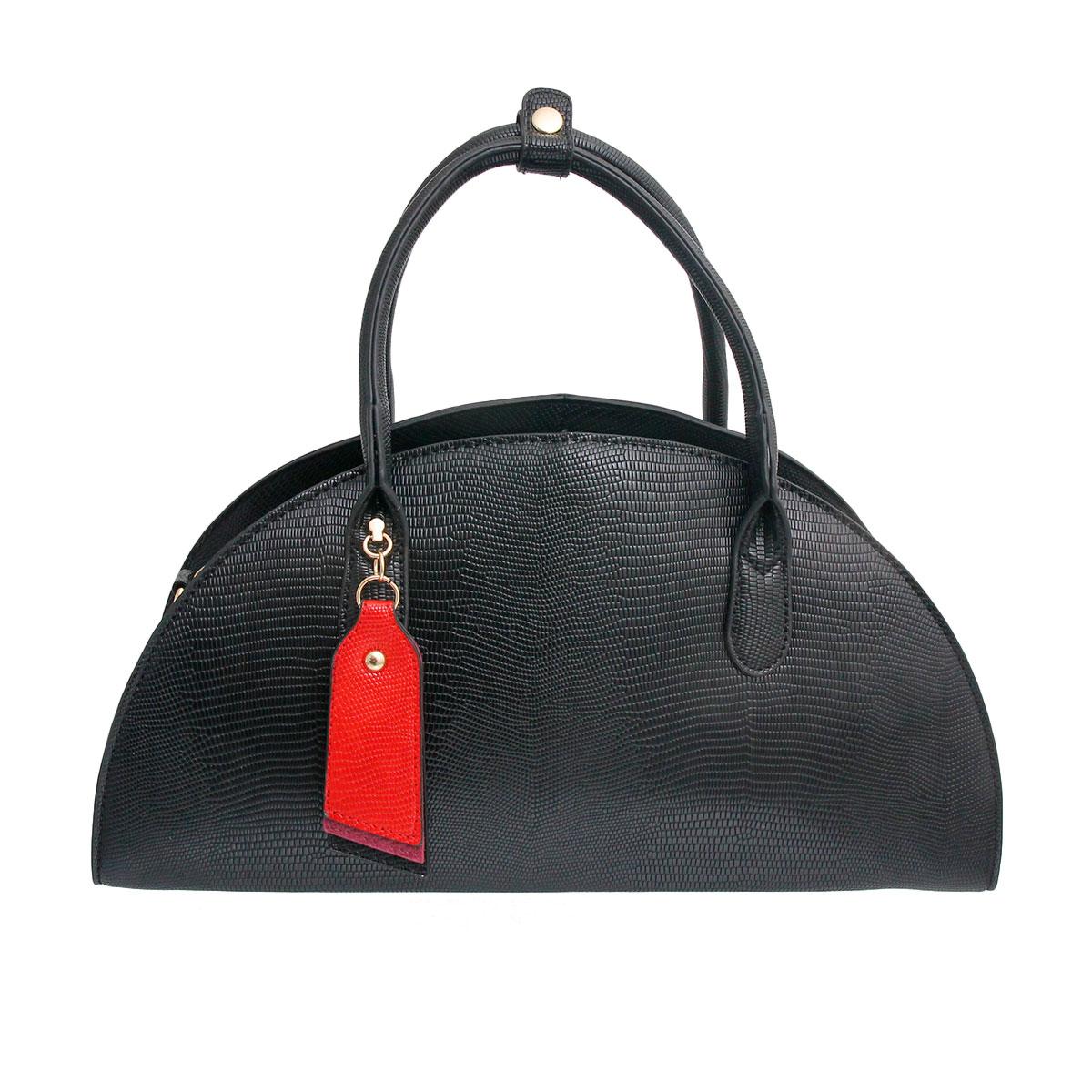 Black Snake Leather Half Moon Bag