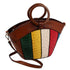 Brown Ostrich Stripe Ring Handle Bag