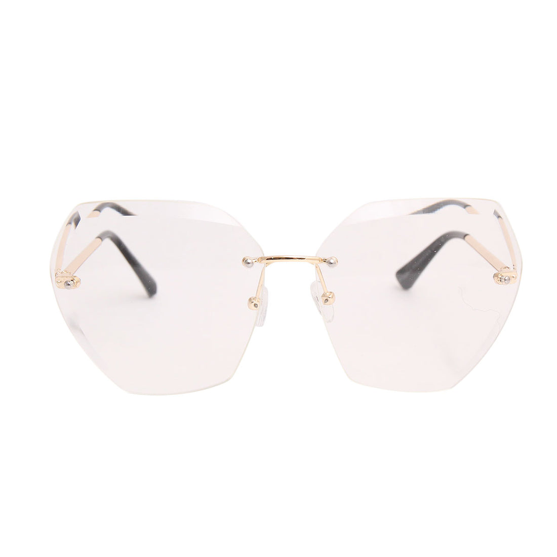 Gold Rimless Clear Beveled Glasses