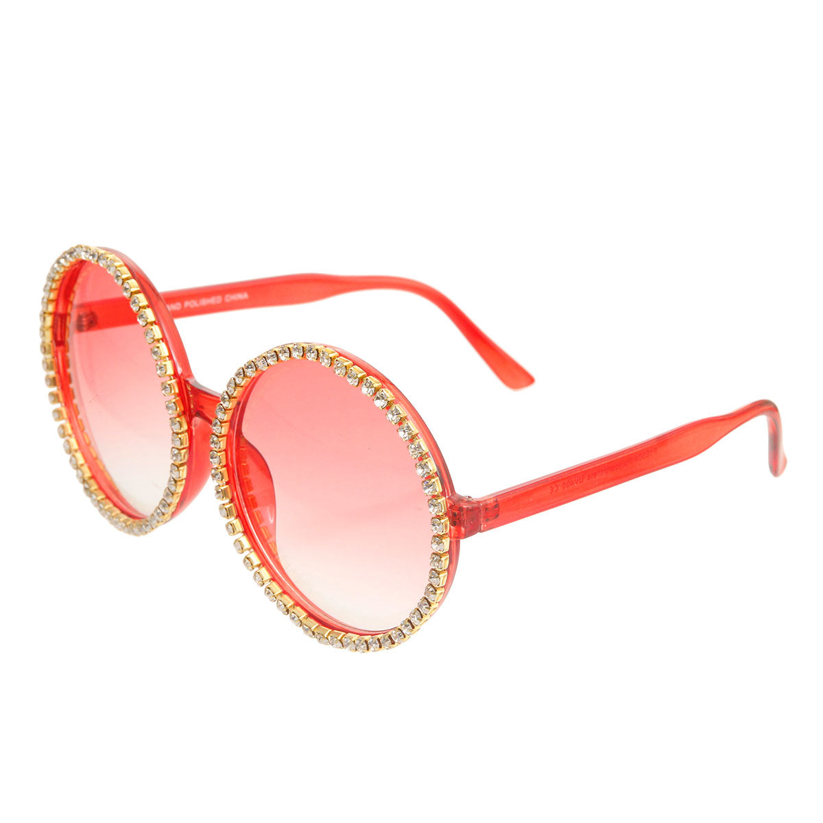 Red Round Rhinestone Sunglasses
