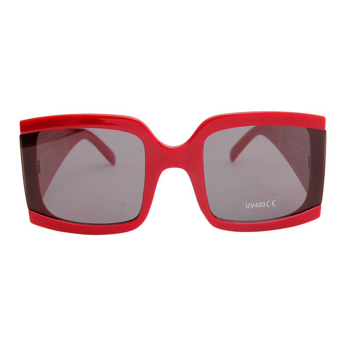 Celine Style Red Square Wrap Edge Sunglasses