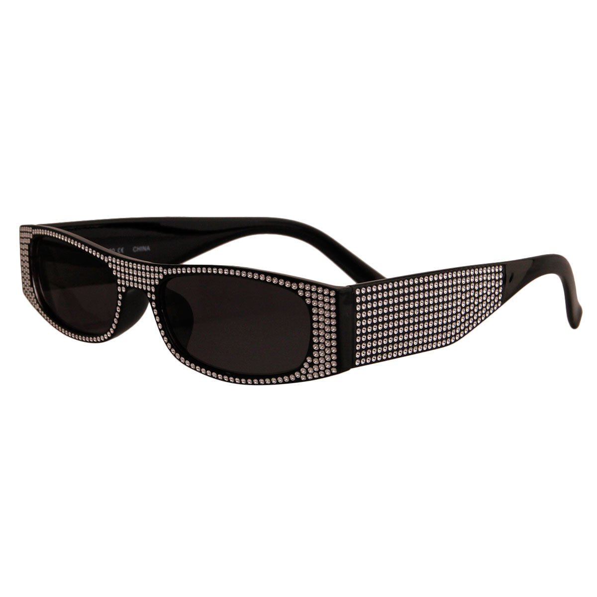 Black Narrow Polka Dot Designer Inspired Sunglasses