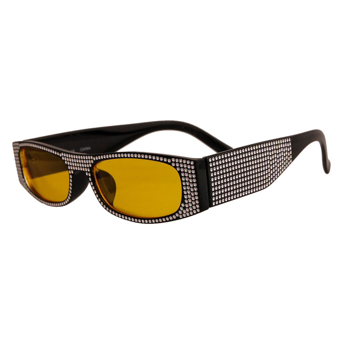Yellow Narrow Polka Dot Designer Inspired Sunglasses