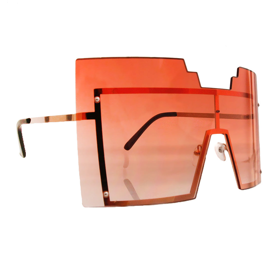 Orange Geometric Shield Sunglasses