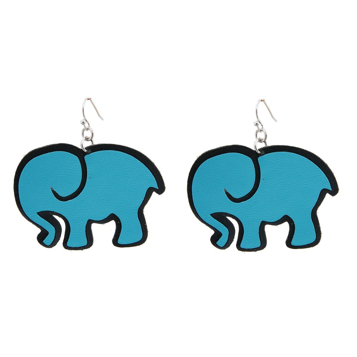 Turquoise Leather Elephant Drop Earrings