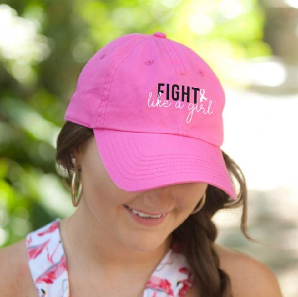 Fight Like A Girl Hot Pink Cap-Get Me Bedazzled