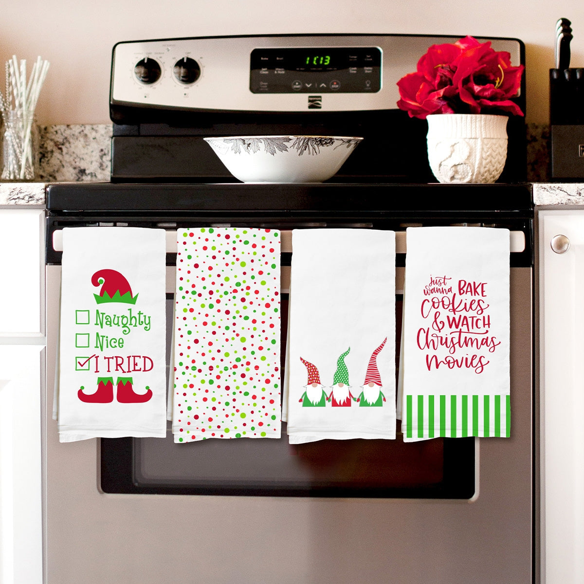 Red & Green Dot Hand Towel